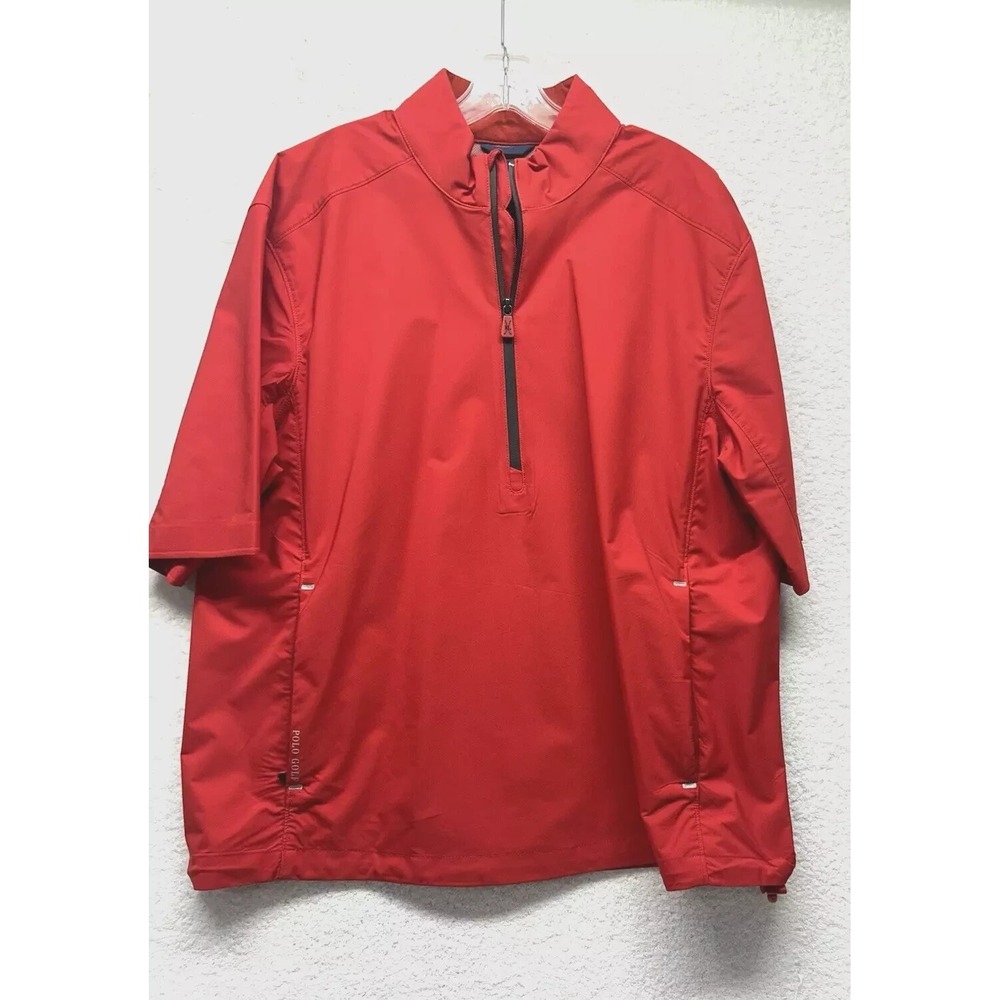 Polo Golf Ralph Lauren Men's Red Large 1/2 Zip Short Sleeve Golf Jacket (A3)
